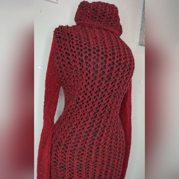 Helmut Lang Tattered Tapped Knit Wool Turtleneck Sweater M - Picture 8 of 9